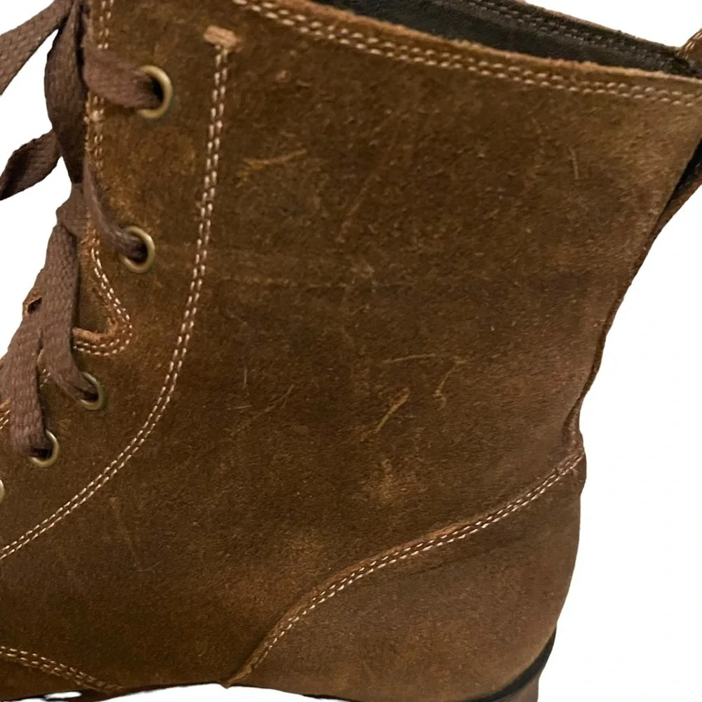 John Varvatos USA Men’s Suede Brown Leather Lace Up Mid Shaft Boots‎ Size 11.5